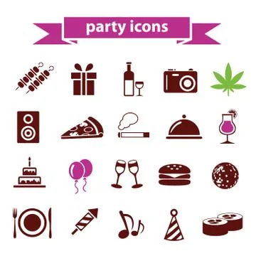 Party icons Stock Illustration
