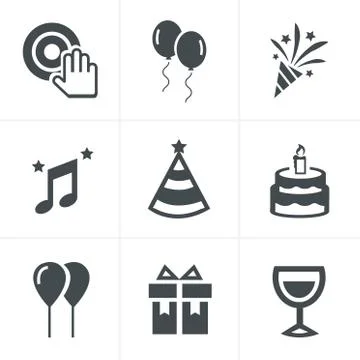 Party Icons Set, Vector Design Stock Illustration