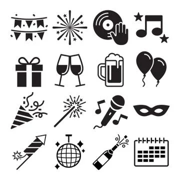 Party icons set. Vector illustrations. Stock Illustration