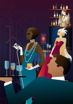 Party invitation design in art deco style Stock Illustration