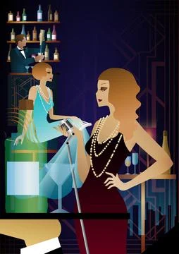 Party invitation design in art deco style Stock Illustration