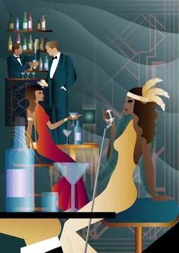 Party invitation design in art deco style Stock Illustration