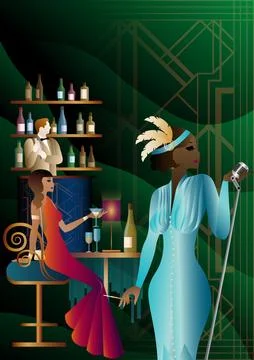 Party invitation design in art deco style Stock Illustration