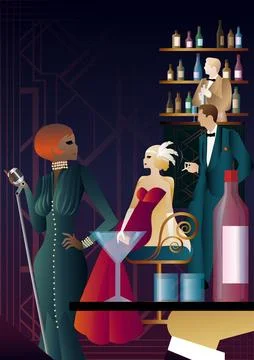 Party invitation design in art deco style Stock Illustration