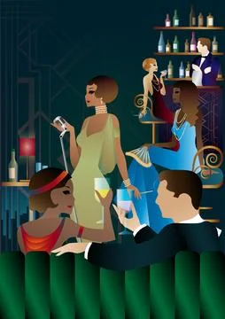 Party invitation design in art deco style Stock Illustration