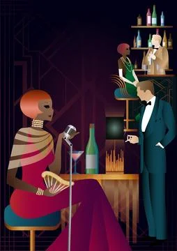 Party invitation design in art deco style Stock Illustration