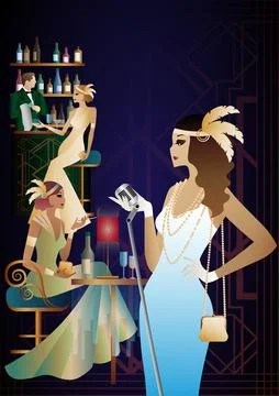 Party invitation design in art deco style Stock Illustration