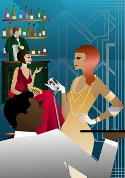 Party invitation design in art deco style Stock Illustration