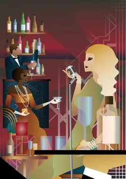 Party invitation design in art deco style Stock Illustration