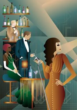 Party invitation design in art deco style Stock Illustration
