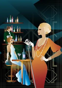 Party invitation design in art deco style Stock Illustration