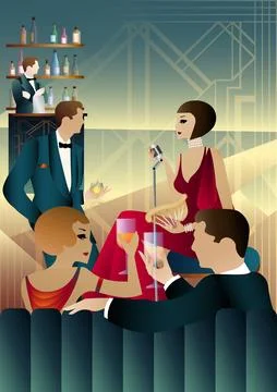 Party invitation design in art deco style Stock Illustration