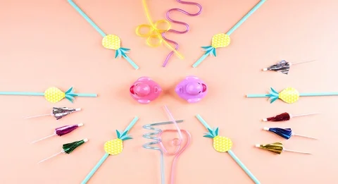 Party items composition stop motion Stock Footage 112738366