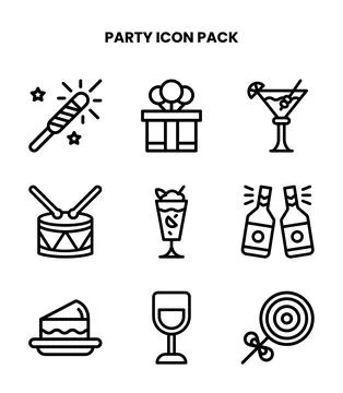 Party Line Bundle Icons Pack Stock Illustration