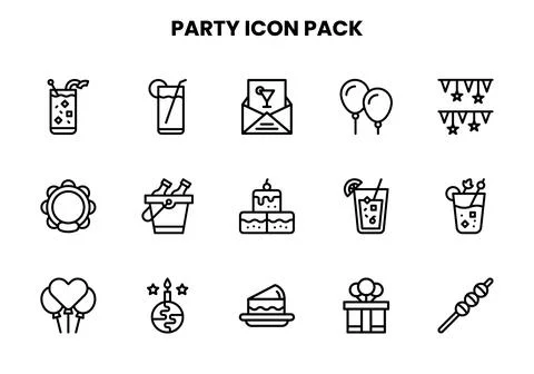 Party Line Icons Pack Stock Illustration