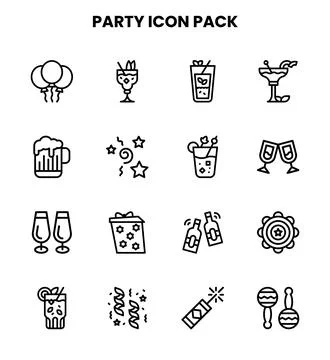 Party Line Scalable Icons Pack Stock Illustration