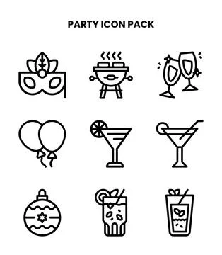 Party Line Set Icons Pack Stock Illustration