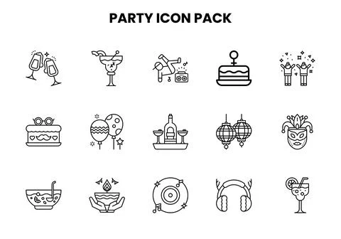Party Line UI Icons Pack Stock Illustration