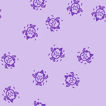 Party monster alien line vector seamless pattern Illustrazione stock