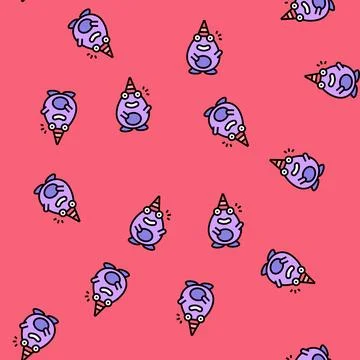 Party monster alien vector seamless pattern 스톡 일러스트
