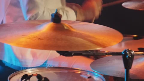 Party. Musicians playing on a drum set Stock Footage 270892055