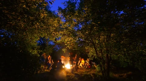 Party near campfire Stock Footage 51852161