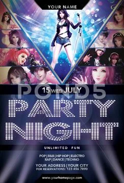 Party Night Flyer Template Plantilla PSD