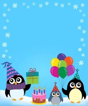 Party penguin theme image Stock Illustration