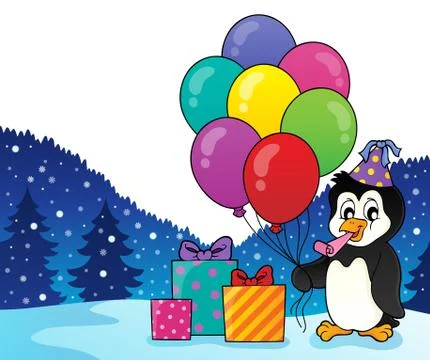Party penguin topic image Stock Illustration