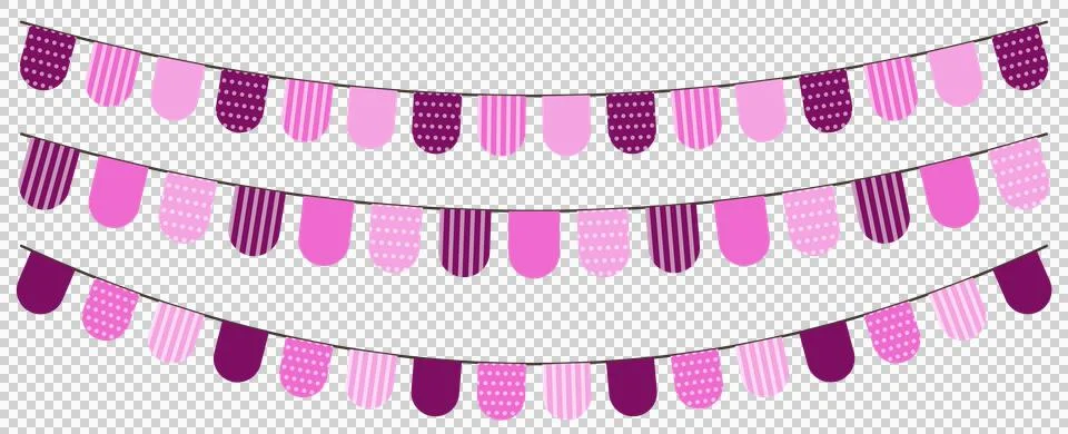 Party pennant flags string, isolated PNG with transparent background 스톡 일러스트