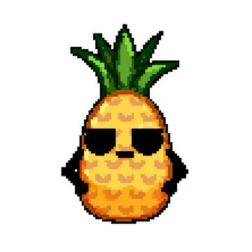 Party pineapple character pixel art vector illustration Stock Illustration