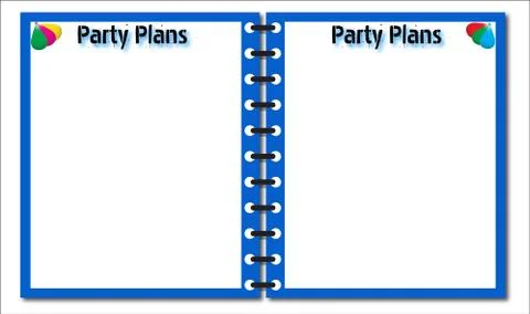 Party Plans Blue Notepad Stock Illustration
