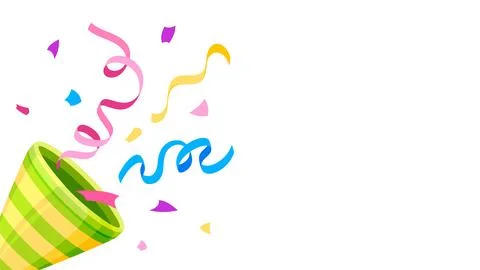 Party popper confetti clapper cracker burst flat Stock Illustration