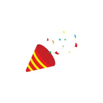 Party Popper Confetti Explosion Flat Vector Icon for Celebration Design Stock Illustration