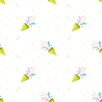 Party popper confetti seamless pattern green flat Illustrazione stock