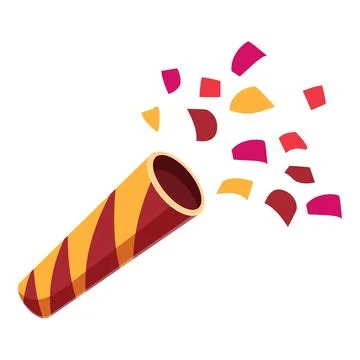 Party popper exploding with colorful confetti in the air Stock Illustration