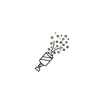 Party popper with exploding colorful confetti illustration Illustrazione stock