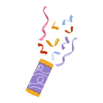 Party popper exploding with colourful confetti explosion for New Year celebra Illustrazione stock
