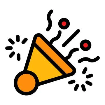 Party popper exploding with confetti and streamers icon イラスト素材