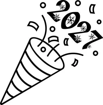 Party popper exploding confetti and 2027 text Stock Illustration