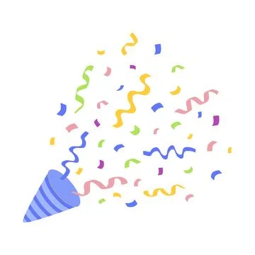 Party Popper. Exploding festive Popper with confetti. The element of celebrating Stock Illustration
