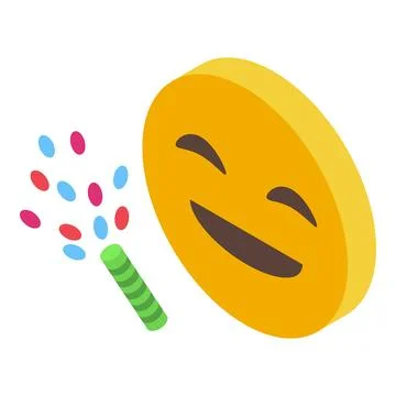 Party popper exploding near happy emoji celebrating event 스톡 일러스트