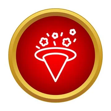 Party popper icon exploding stars on red background Illustrazione stock