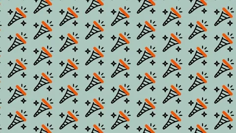 Party popper pattern on a light blue background, festive and fun design. Stock Footage 325389285