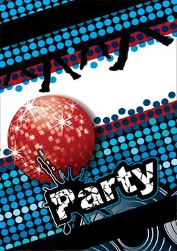 Party poster with disco music ball and dot pattern, eps10 vector illustration Stock Illustration
