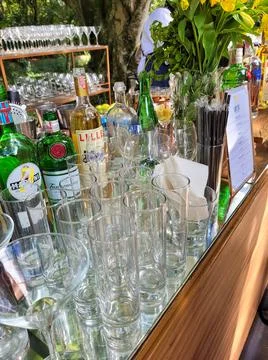 Party with preparation of drinks in bar Stock Photos