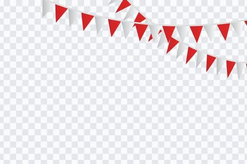 Party red and white flags on white background. Vector illustration. Stock Illustration