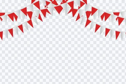 Party red and white flags on white background illustration. Stock Illustration