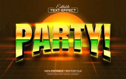 Party retro style text effect editable Stock Illustration