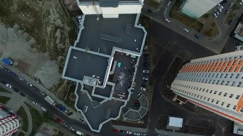 Party on the roof camera flying down Stock Footage 74824161